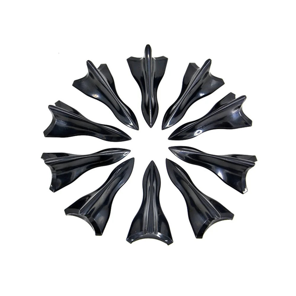 YT-1026 10Pcs / Set Auto Car Roof Shark Fins Vehicle Tail Wings Cover Trim Exterior Decoration Sticker - Black - 7