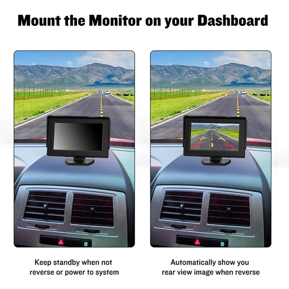 RH-303 4.3-inch TFT LCD Video Display Monitor with Mini Rear View Camera Parking and Reverse System Kit - 2