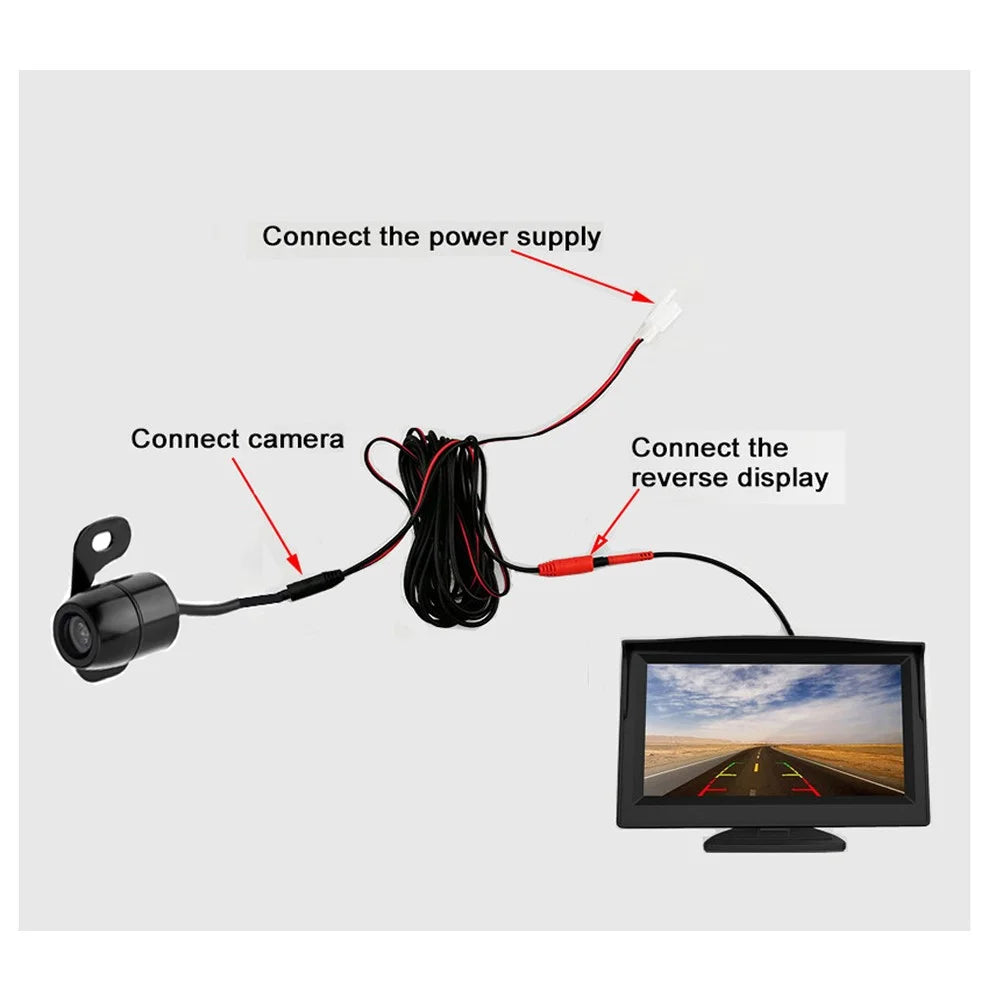 RH-303 4.3-inch TFT LCD Video Display Monitor with Mini Rear View Camera Parking and Reverse System Kit - 5