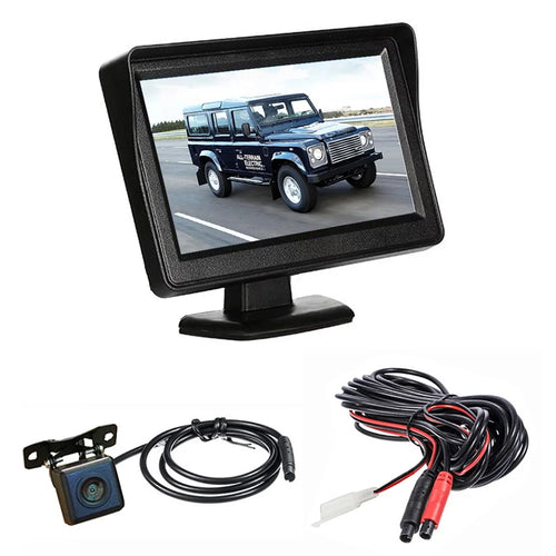 RH-302 4.3-inch TFT LCD Video Display Monitor with HD Square Rear View Camera Parking and Reverse System Kit - 1