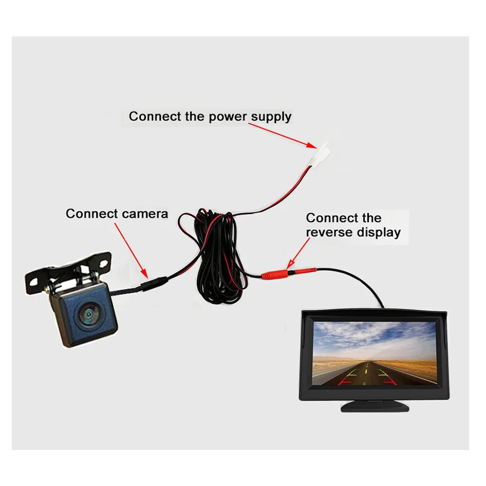 RH-302 4.3-inch TFT LCD Video Display Monitor with HD Square Rear View Camera Parking and Reverse System Kit - 3