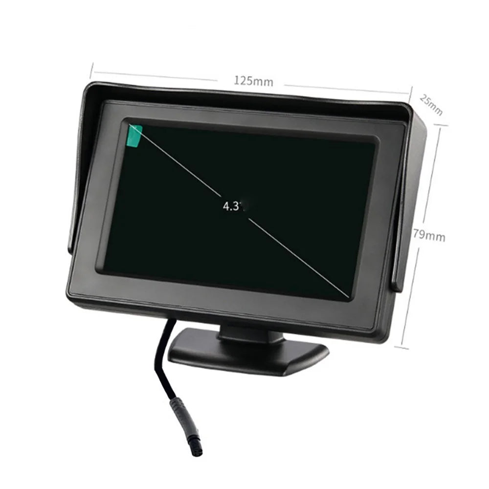 RH-302 4.3-inch TFT LCD Video Display Monitor with HD Square Rear View Camera Parking and Reverse System Kit - 7