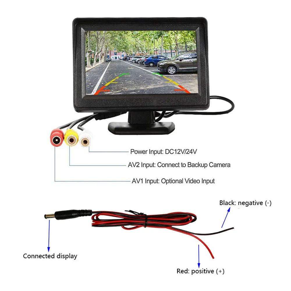 RH-301 4.3-inch Car Parking Monitor High-Definition Display Dual AV Input Vehicle Reversing Image Screen - 2