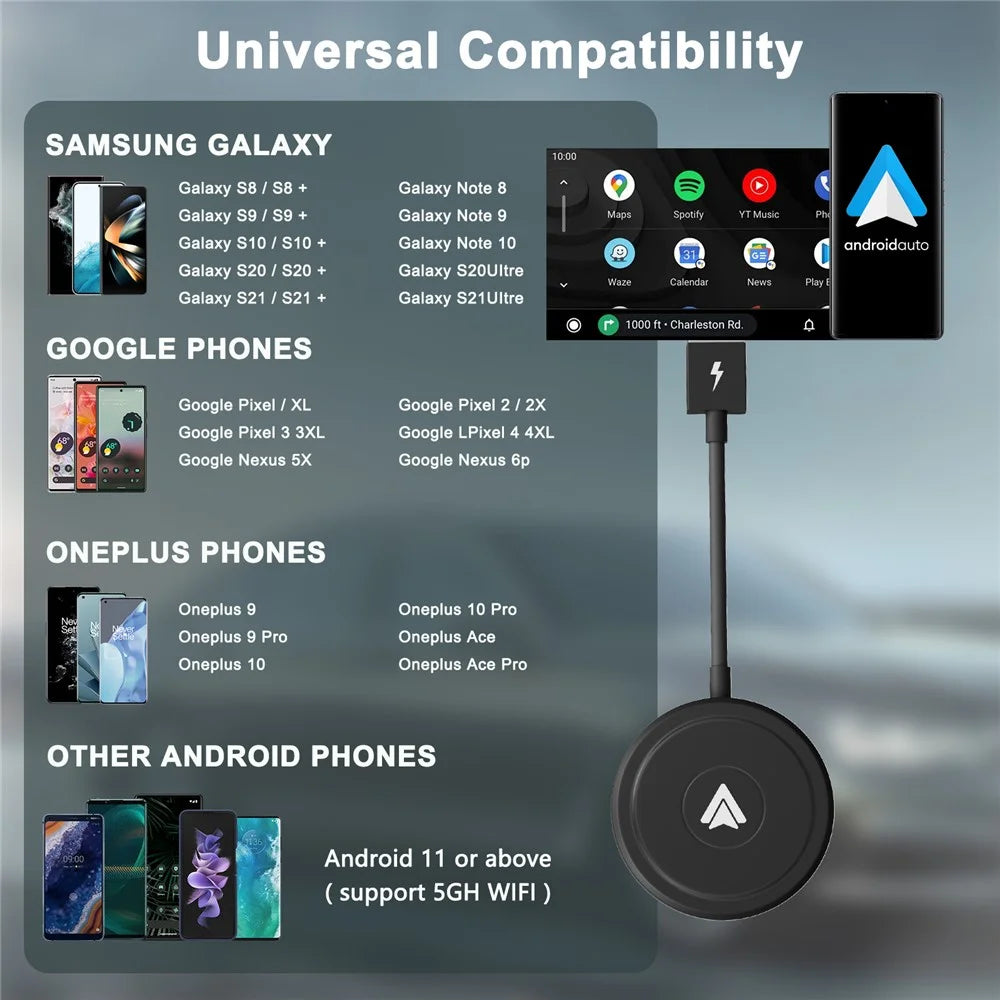 THT-020-5+ Android Auto Wireless Carplay Converter Wired to Wireless Carplay Adapter Support USB / Type-C Interface - 6
