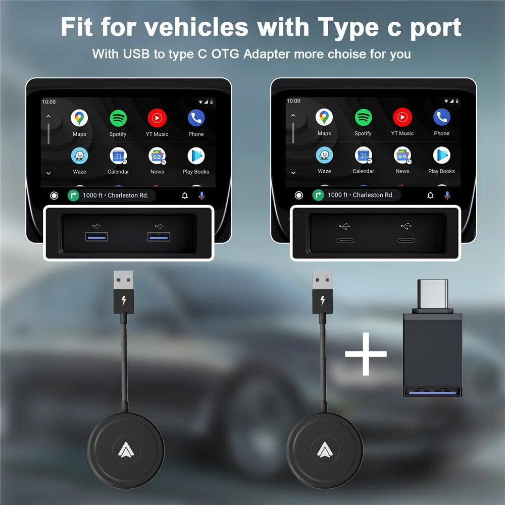 THT-020-5+ Android Auto Wireless Carplay Converter Wired to Wireless Carplay Adapter Support USB / Type-C Interface - 7