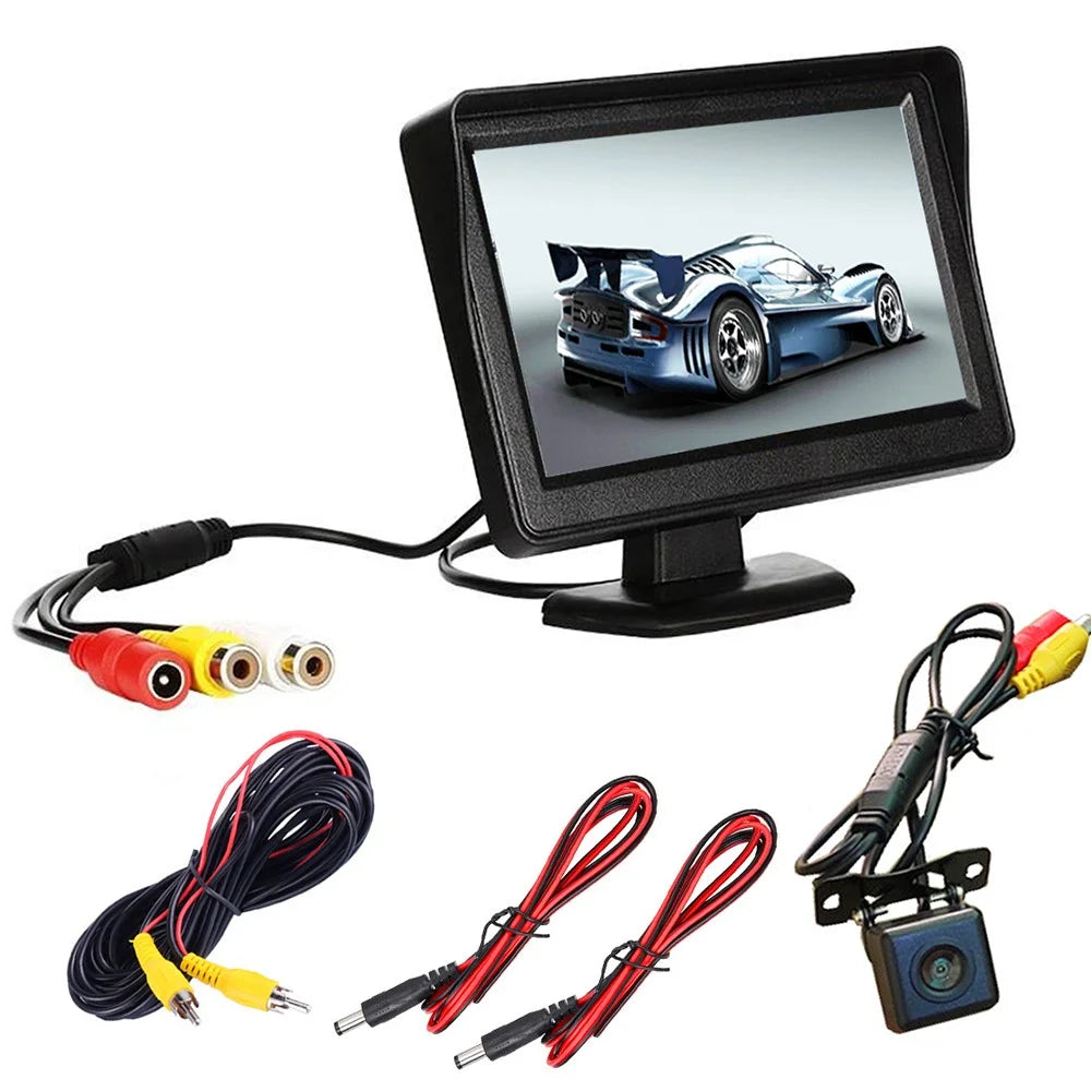 RH-306 4.3-Inch Screen Car Rear View Backup Mirror Rearview Monitor with HD Square Camera (AV Cable) - 1