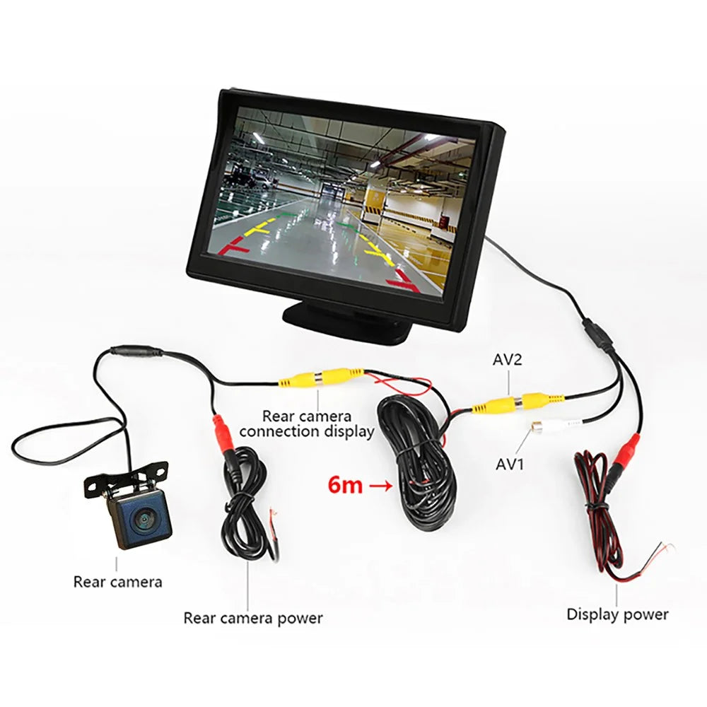 RH-306 4.3-Inch Screen Car Rear View Backup Mirror Rearview Monitor with HD Square Camera (AV Cable) - 4