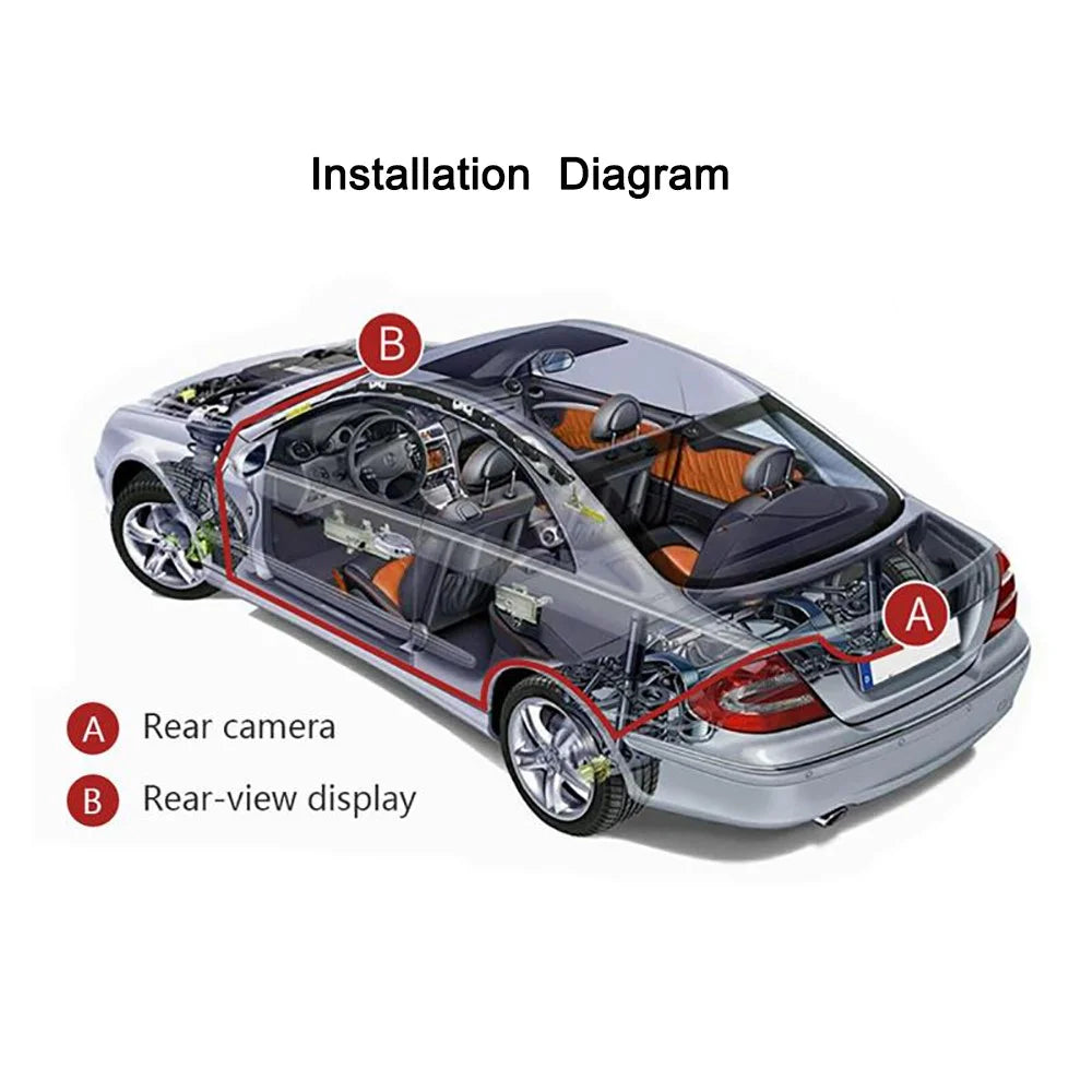 RH-306 4.3-Inch Screen Car Rear View Backup Mirror Rearview Monitor with HD Square Camera (AV Cable) - 6