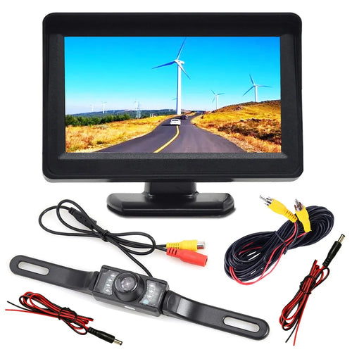RH-309 4.3-inch LCD Car Monitor Camera Rear View Parking System Kit with License Plate Camera (AV Cable) - 1