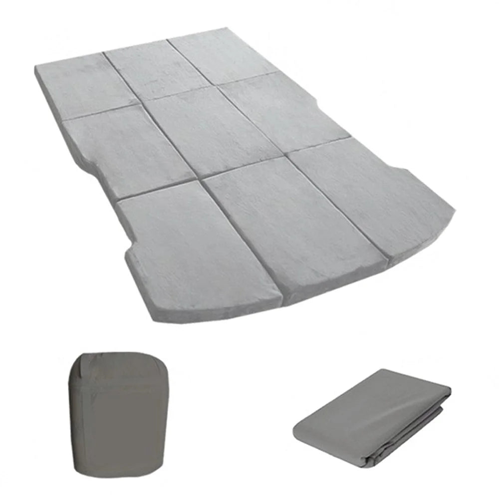 For Tesla Model Y / 3 Tri-fold Splicing Camping Memory Foam Mattress Car Back Seat Bed Sleeping Pad with Storage Bag + Bedspread - 1