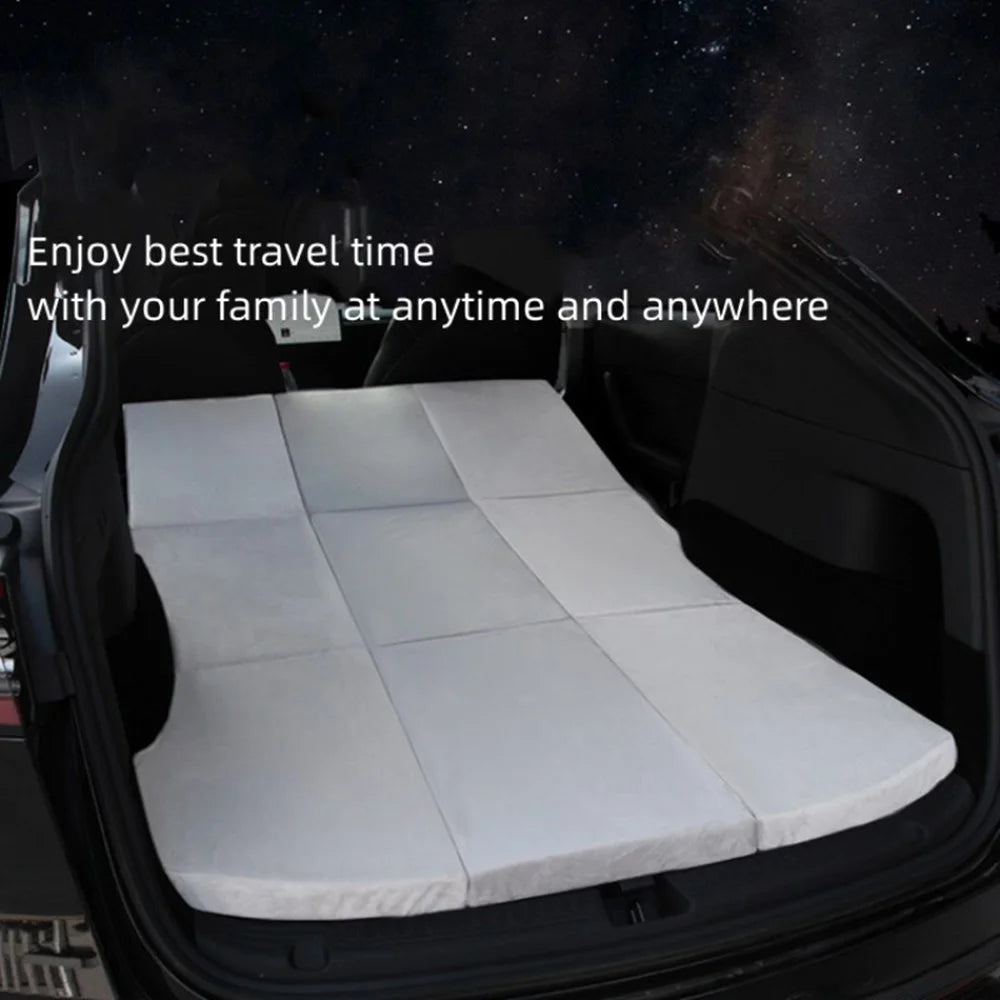 For Tesla Model Y / 3 Tri-fold Splicing Camping Memory Foam Mattress Car Back Seat Bed Sleeping Pad with Storage Bag + Bedspread - 3