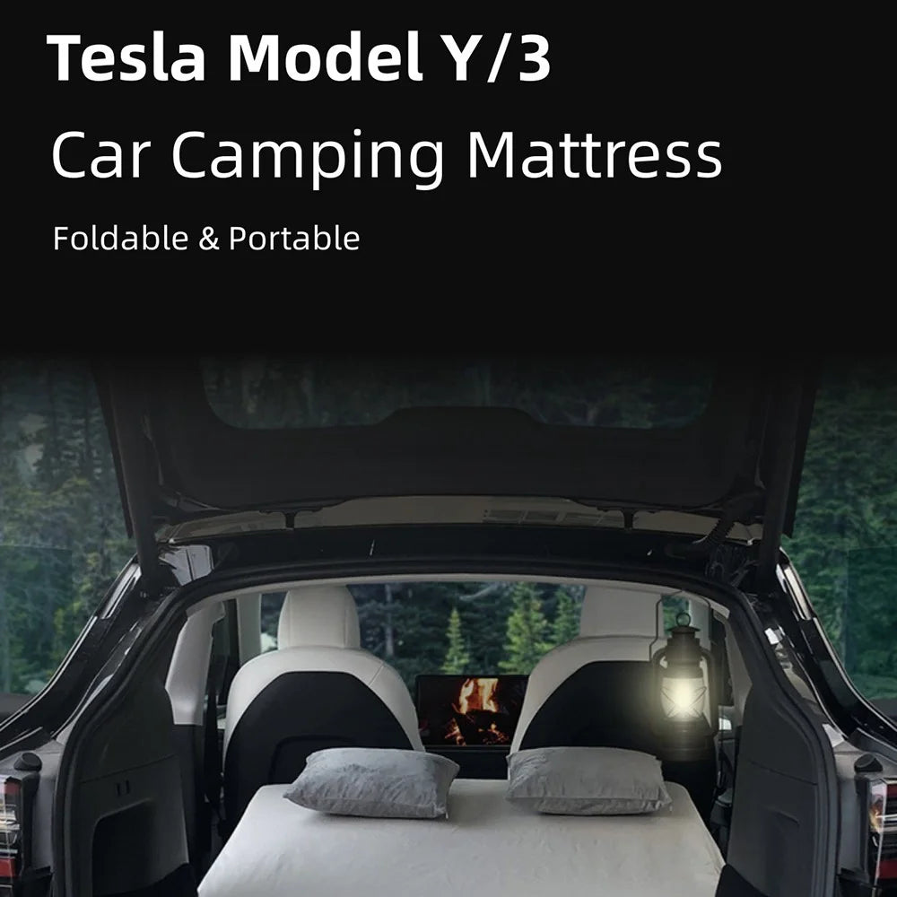 For Tesla Model Y / 3 Tri-fold Splicing Camping Memory Foam Mattress Car Back Seat Bed Sleeping Pad with Storage Bag + Bedspread - 5