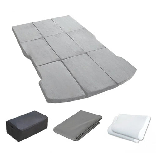 For Tesla Model Y / 3 Memory Foam Mattress Tri-fold Splicing Car Sleeping Mat with Storage Case, Bedspread, 1 Pair Pillow - 1