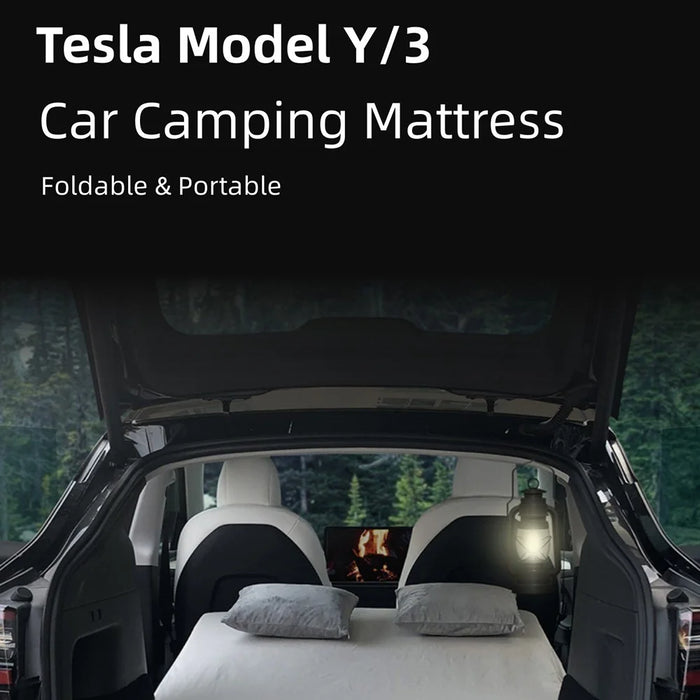 For Tesla Model Y / 3 Tri-fold Splicing Bed Camping Memory Foam Sleeping Pad Car Back Seat Mattress with Storage Bag - 5