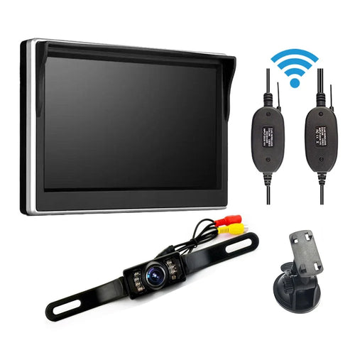 5-inch LCD Display 2.4G Wireless Backup Rear View Camera Monitor Long License Plate Frame Car Camera - 1