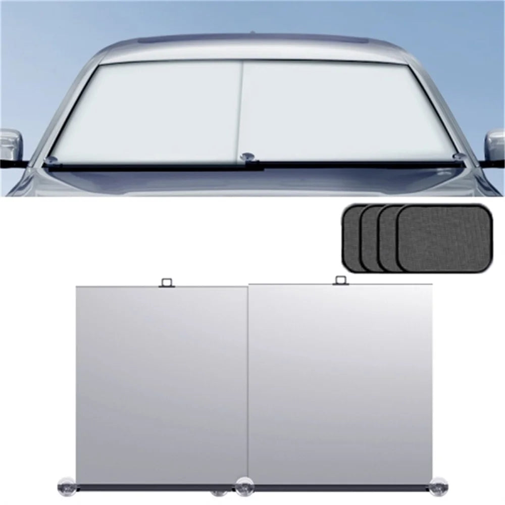 Car Windshield Sun Shade Auto SUV Sun Heat Block Hood Cover (2 Front Sun Visor + 4 Side Window Sunshade - 1