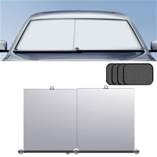 Car Windshield Sun Shade Auto SUV Sun Heat Block Hood Cover (2 Front Sun Visor + 4 Side Window Sunshade - 1