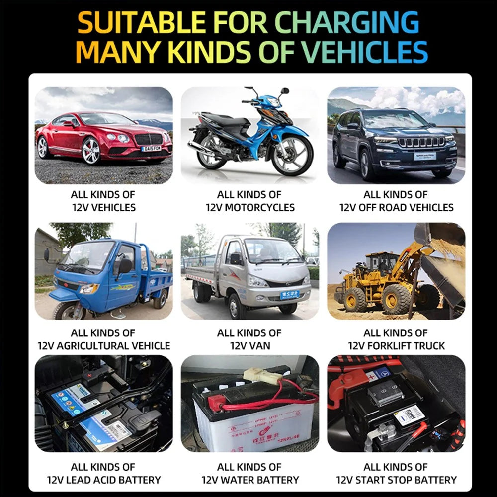 E-FAST zyx-J20 12V 7A 7-Stage Battery Charger Car Motorcycle Lead-Acid Battery Charger Maintainer - Red / EU Plug - 7