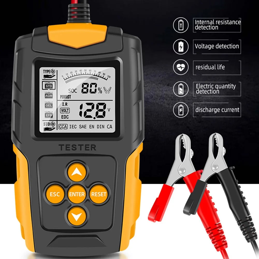 E-FAST TK100 12V / 24V Car Battery Tester Battery Analyzer Digital Resistance Measuring Instrument - Orange - 2