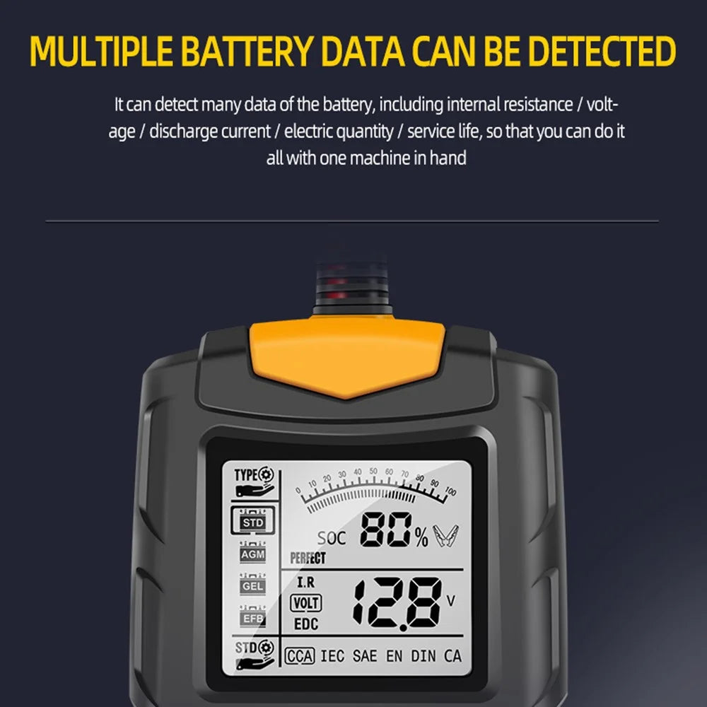 E-FAST TK100 12V / 24V Car Battery Tester Battery Analyzer Digital Resistance Measuring Instrument - Orange - 3