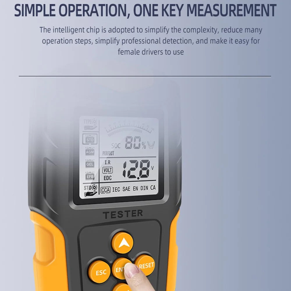 E-FAST TK100 12V / 24V Car Battery Tester Battery Analyzer Digital Resistance Measuring Instrument - Orange - 7
