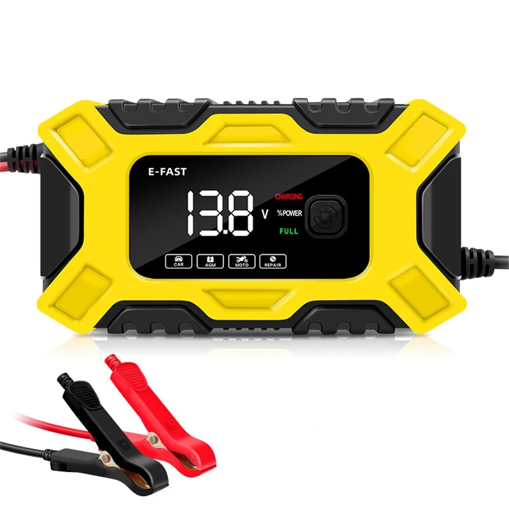 E-FAST TK300 12V Car Motorcycle Battery Charger Lead-Acid Battery Restore Charger - Yellow / EU Plug - 1