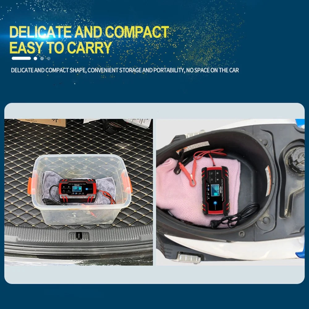 ANHTCZYX ZYX-J30 12V / 24V 3-Stage Smart Battery Charger Car Motorcycle Battery Restore Charger - Red / EU Plug - 7
