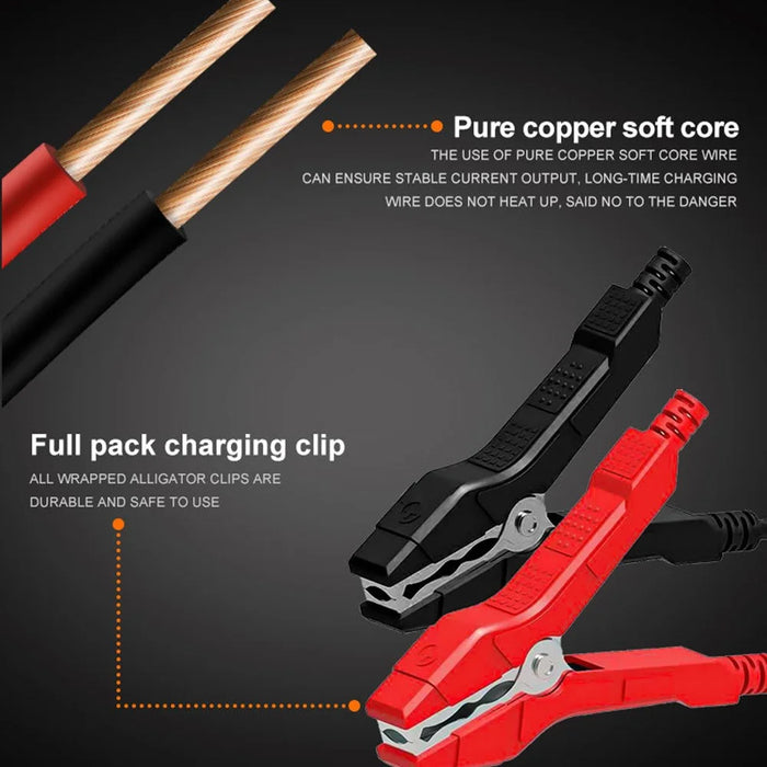 E-FAST TK-600 7-Stage Automatic Charger 12V / 24V Large Screen Car Battery Charger for Motorbikes, Trucks, etc. - Red / US Plug - 3