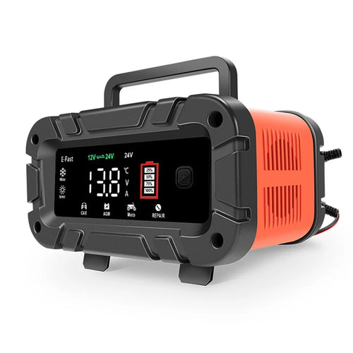 E-FAST TK-700 7-Stages 12V / 24V Motorcycle Car Battery Charger Large Screen Display Smart Battery Charger - US Plug - 1