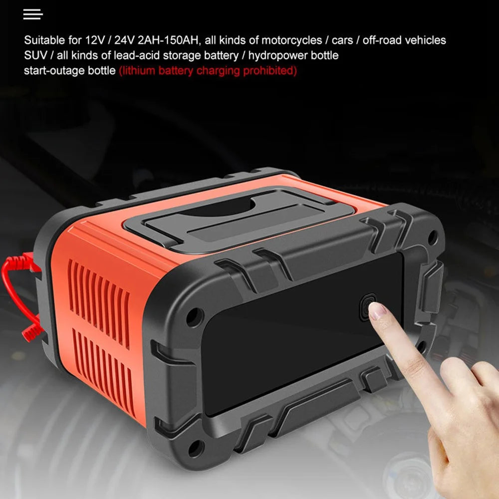 E-FAST TK-700 7-Stages 12V / 24V Motorcycle Car Battery Charger Large Screen Display Smart Battery Charger - US Plug - 3