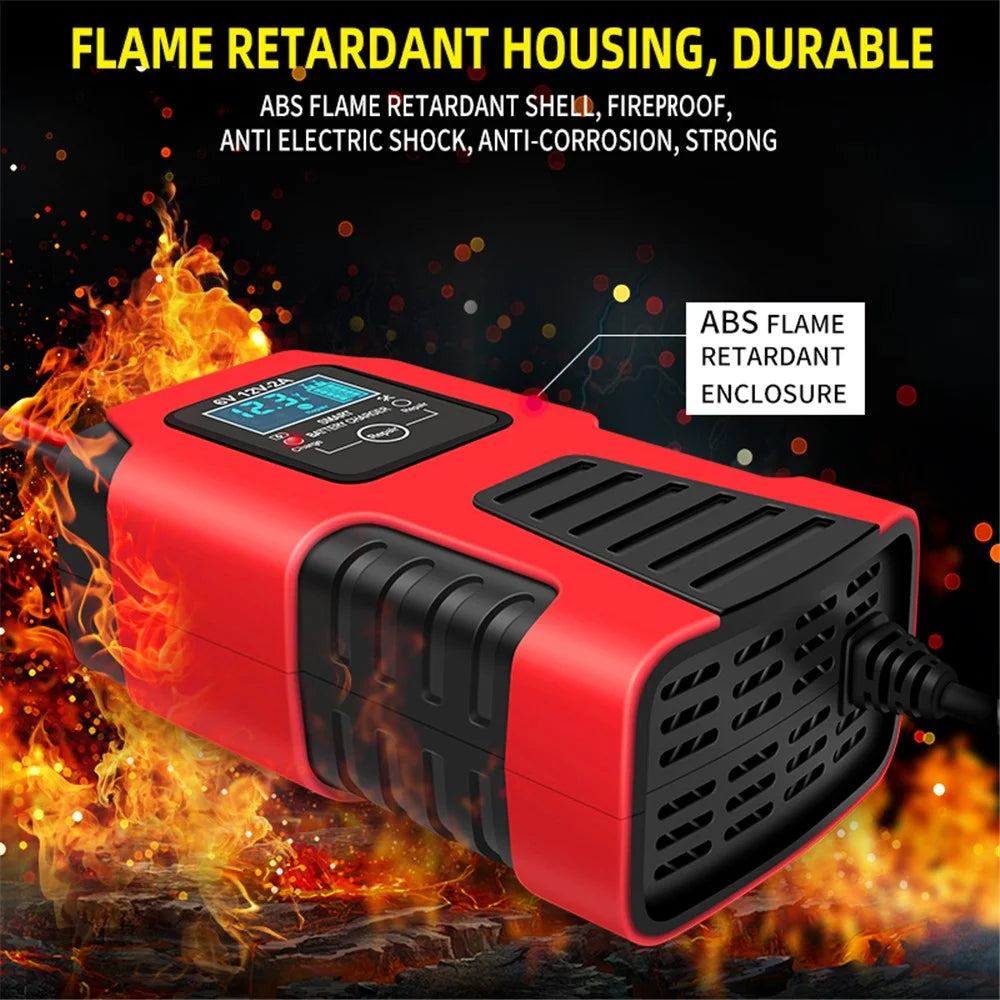E-FAST ZYX-J99 6V / 12V Lead-Acid Battery Charger for Motorcycles, Tricycles Intelligent Repair Battery Charger - Red / US Plug - 6