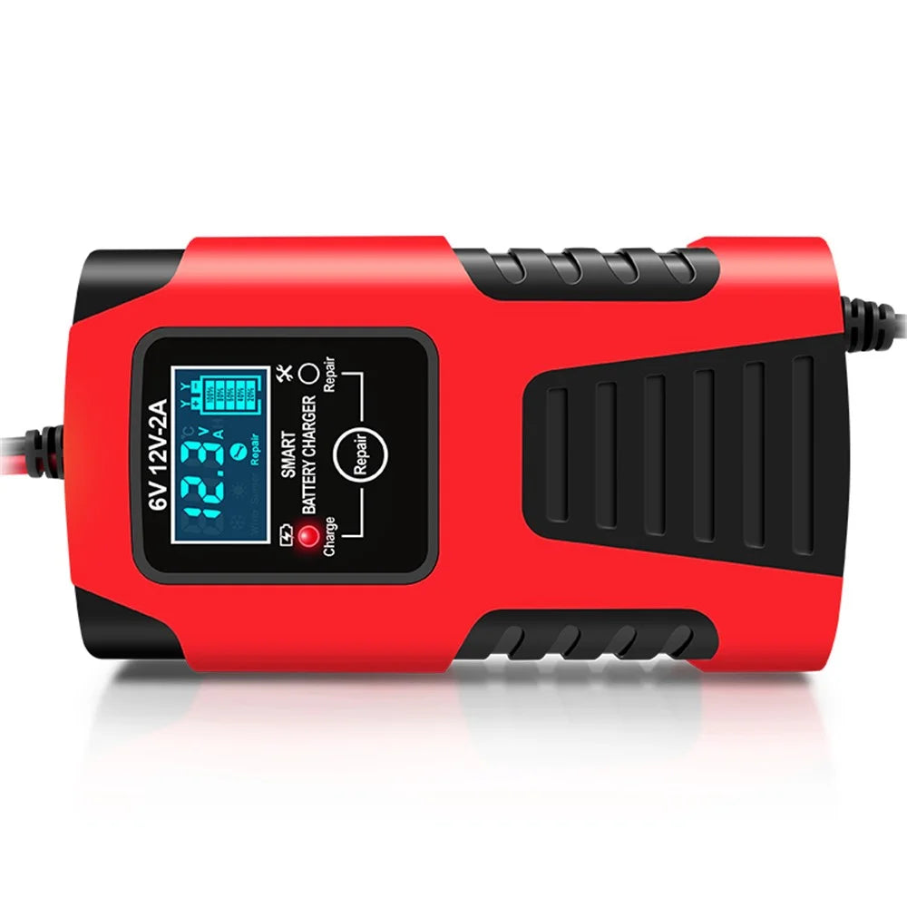 E-FAST ZYX-J99 6V / 12V Lead-Acid Battery Charger for Motorcycles, Tricycles Intelligent Repair Battery Charger - Red / US Plug - 7