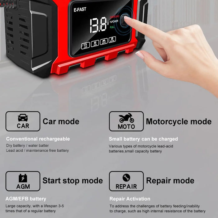 E-FAST TK-360 12V / 6A Car Full Automatic Battery Charger Maintainer Trickle Charger Battery Desulfator - EU Plug - 2