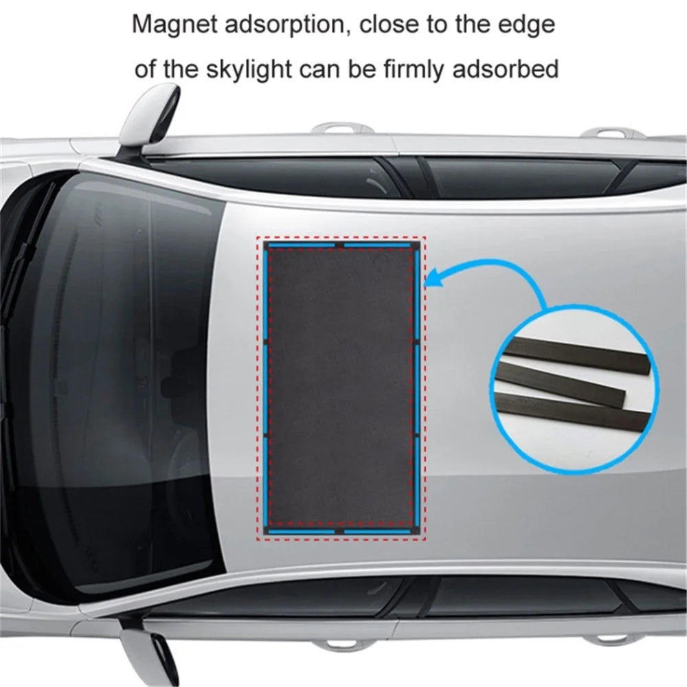 Magnetic Car Sunroof Window Sunshade UV Protection Anti Mosquito Mesh Cover Shading Net, Size L: 100*65cm - 2
