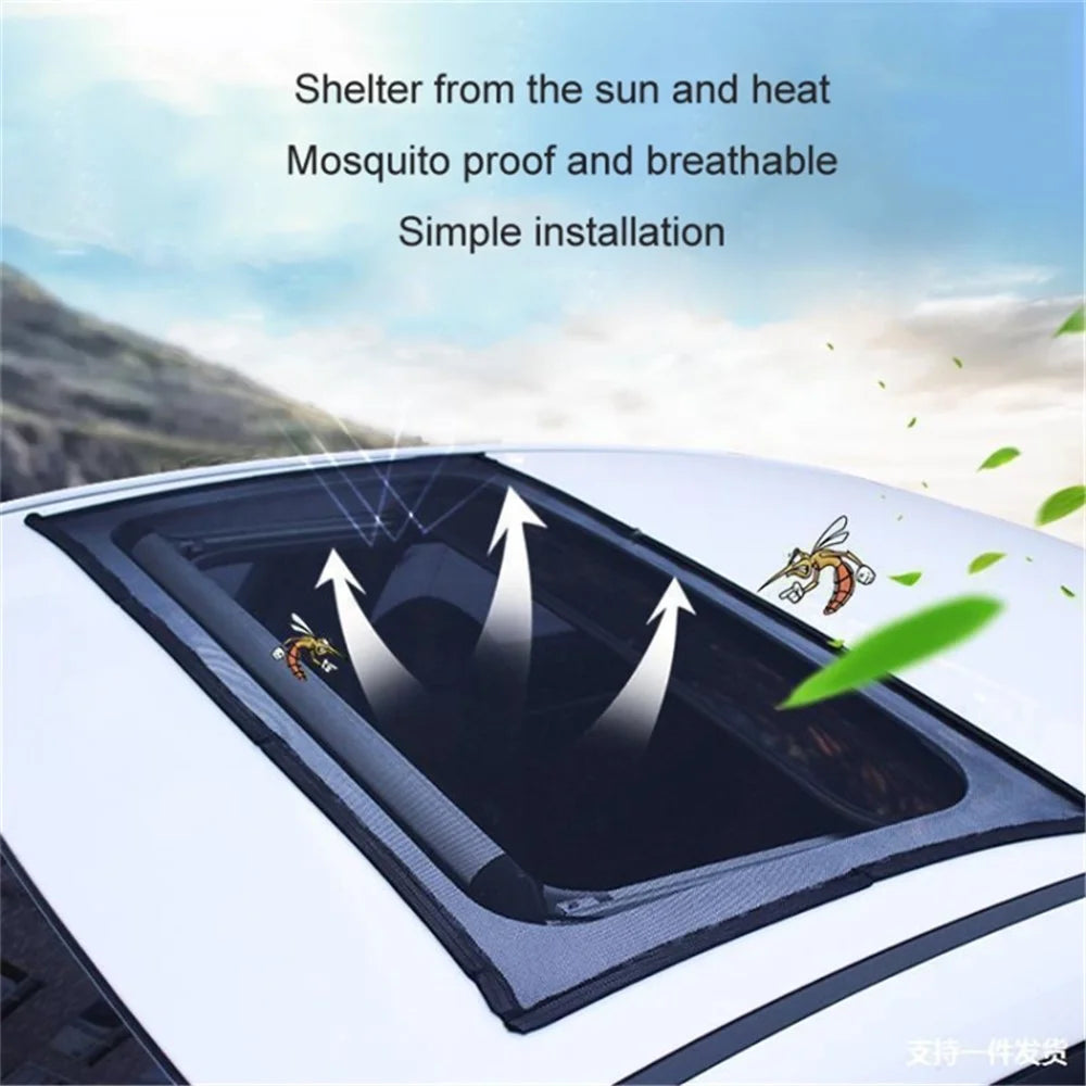 Magnetic Car Sunroof Window Sunshade UV Protection Anti Mosquito Mesh Cover Shading Net, Size L: 100*65cm - 5