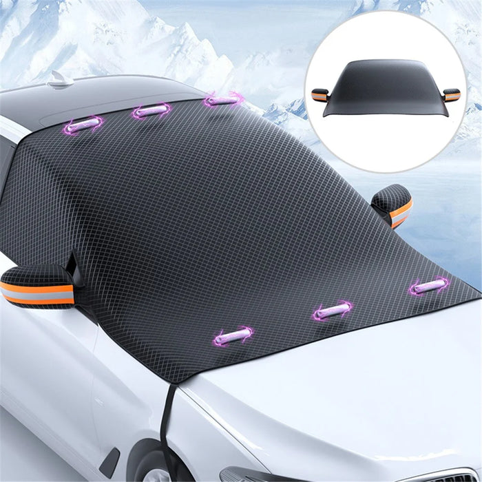 Foldable Car Windshield Sun Shade Magnetic Auto Windshield Cover with Reflective Strips - 2