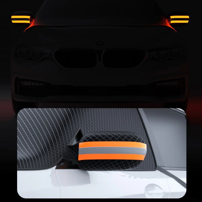 Foldable Car Windshield Sun Shade Magnetic Auto Windshield Cover with Reflective Strips - 4