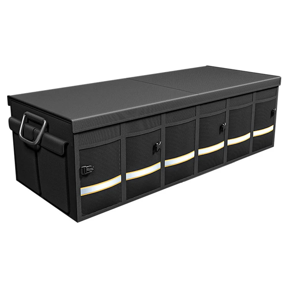 YH-4331 100L Car Trunk Storage Box Storage Case Outdoor Travel Trunk Organizer with Lid for SUV - Black - 1