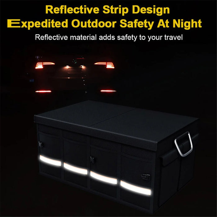 YH-4331 36L Reflective Outdoor Travel Trunk Organizer with Lid Folding Storage Case Car Trunk Box - Black - 3