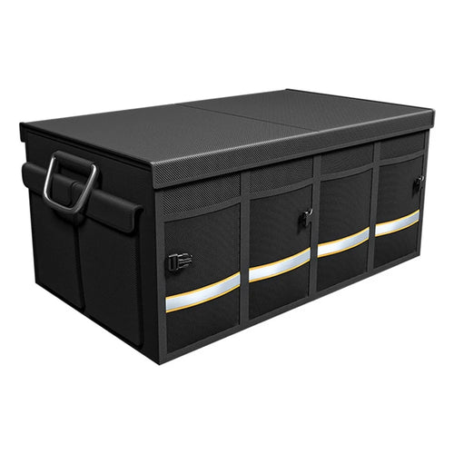 YH-4331 46L Car Trunk Folding Storage Box PP Divider Outdoor Travel Trunk Organizer with Lid - Black - 1