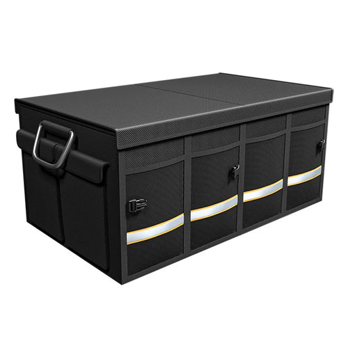 YH-4331 66L Outdoor Travel Trunk Organizer Storage Case Multipurpose Car Trunk Storage Box with Lid - Black - 1