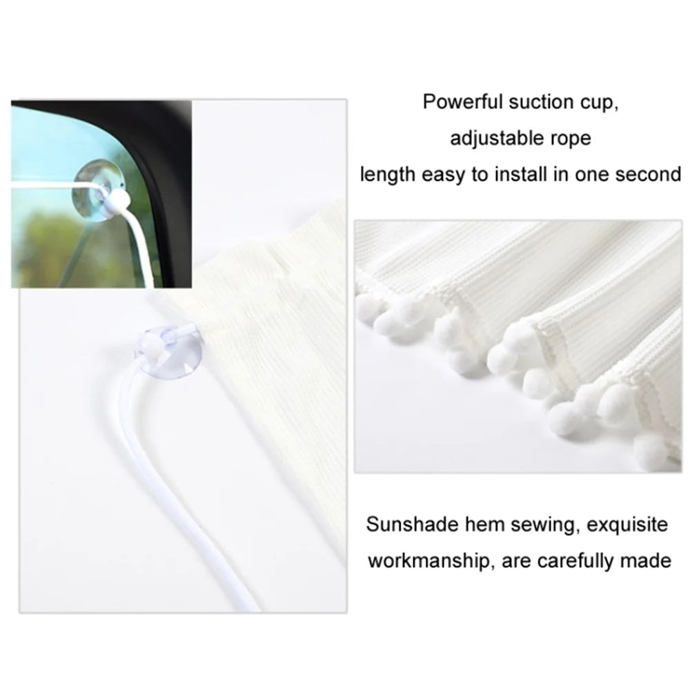 Waffle Fabric Car Window Privacy Protection Curtain Vehicle Side Window Sun Shade Curtain - White - 2