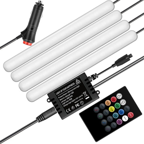 F8 Car Interior LED Light Bar RGB Bluetooth-compatible Voice Control Light Strip Cigarette Lighter Auto Ambient Lamp - 1
