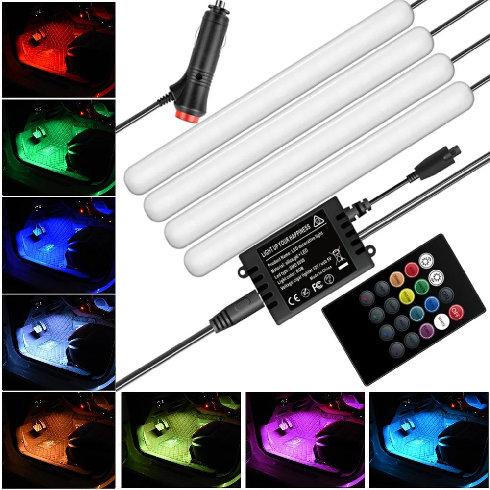 F8 Car Interior LED Light Bar RGB Bluetooth-compatible Voice Control Light Strip Cigarette Lighter Auto Ambient Lamp - 2