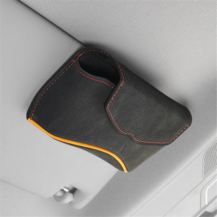 Universal Clip-on Sunglasses Case for Car Sunvisor Card Holder Glasses Storage Box - Black - 2
