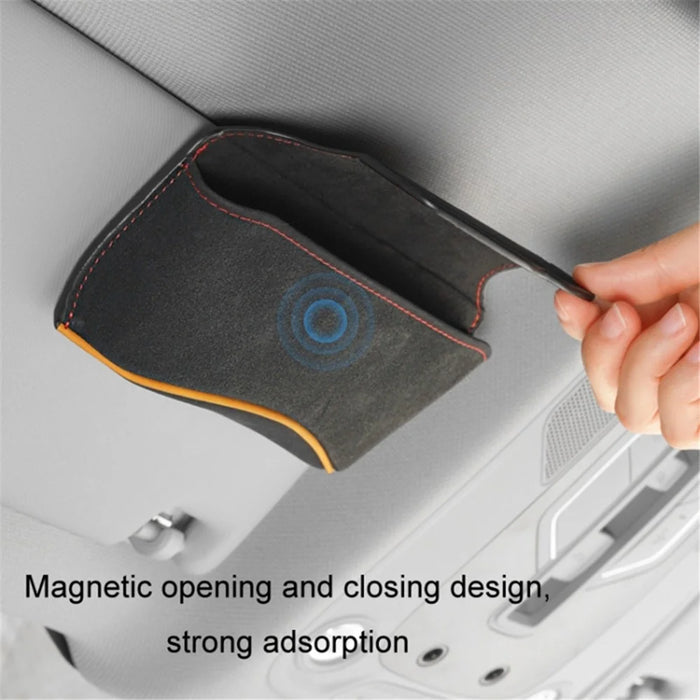 Universal Clip-on Sunglasses Case for Car Sunvisor Card Holder Glasses Storage Box - Black - 3