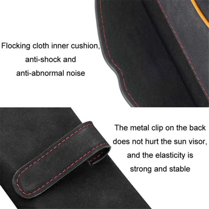 Universal Clip-on Sunglasses Case for Car Sunvisor Card Holder Glasses Storage Box - Black - 7