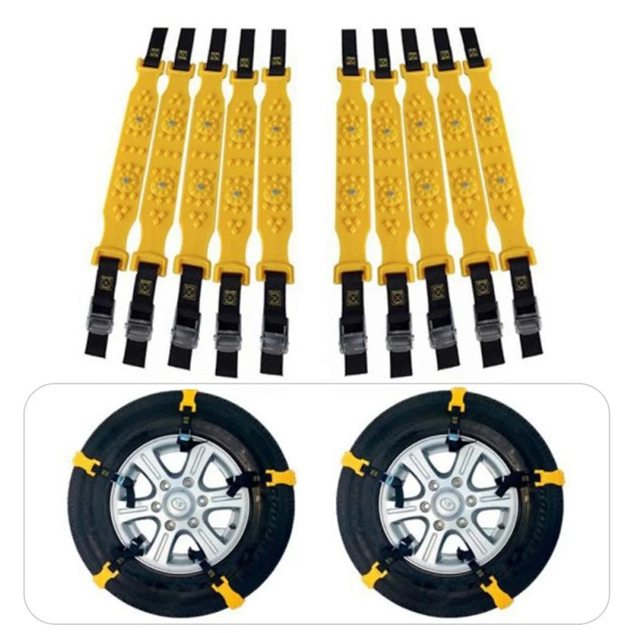 R-1539 10Pcs Winter Car Truck Tire Snow Chain TPU+Steel Anti-skid Widen Strap Vehicle Wheel Chain - 1