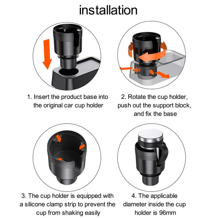 SD-1039 Plastic Car Cup Holder Expander Adapter with Adjustable Base for Drinks Mugs Bottles - 6