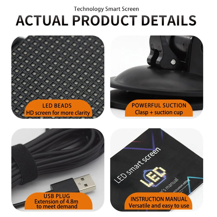 P64L Car LED Sign App Programmable Rear Windshield Scrolling Message LED Matrix Panel DIY Text Pattern Expression Screen - 5
